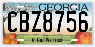 GA license plate CBZ8756