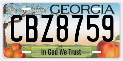 GA license plate CBZ8759
