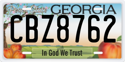GA license plate CBZ8762