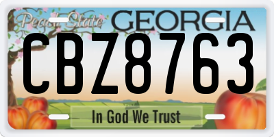 GA license plate CBZ8763