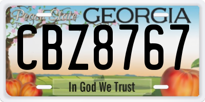 GA license plate CBZ8767