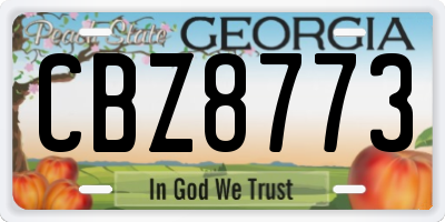 GA license plate CBZ8773