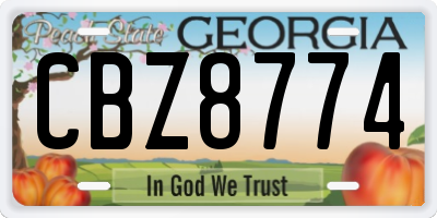 GA license plate CBZ8774