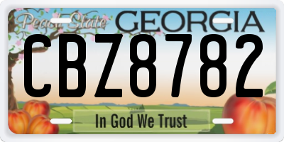 GA license plate CBZ8782
