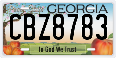 GA license plate CBZ8783