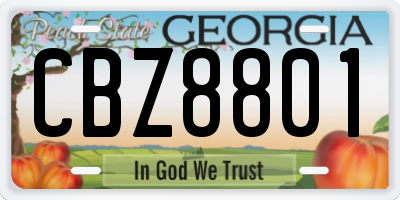 GA license plate CBZ8801