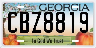 GA license plate CBZ8819