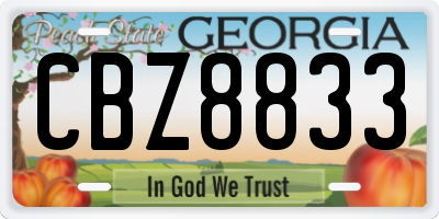 GA license plate CBZ8833
