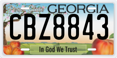 GA license plate CBZ8843