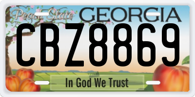 GA license plate CBZ8869