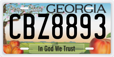 GA license plate CBZ8893