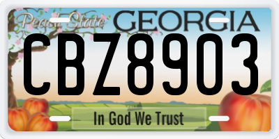 GA license plate CBZ8903