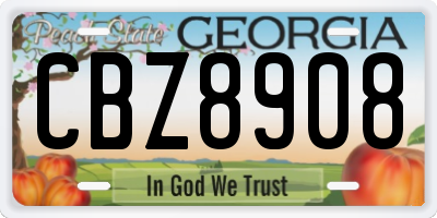GA license plate CBZ8908