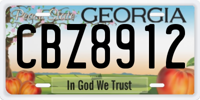 GA license plate CBZ8912