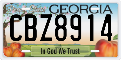 GA license plate CBZ8914