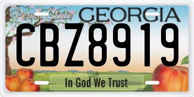 GA license plate CBZ8919