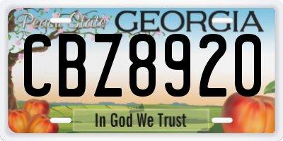 GA license plate CBZ8920