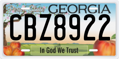 GA license plate CBZ8922