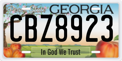 GA license plate CBZ8923