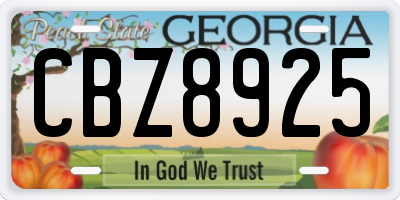 GA license plate CBZ8925