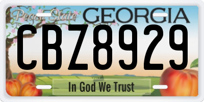 GA license plate CBZ8929