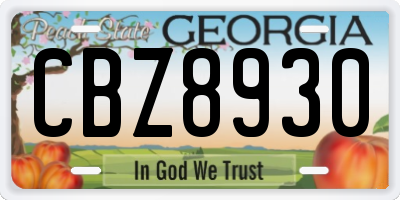 GA license plate CBZ8930