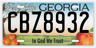 GA license plate CBZ8932