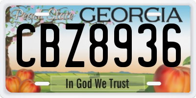 GA license plate CBZ8936