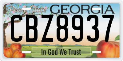 GA license plate CBZ8937