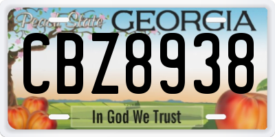 GA license plate CBZ8938