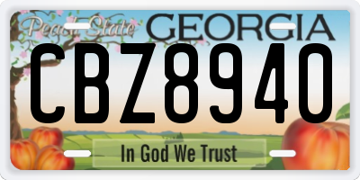 GA license plate CBZ8940