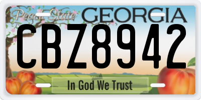 GA license plate CBZ8942