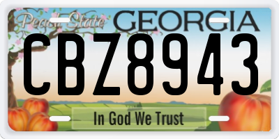 GA license plate CBZ8943