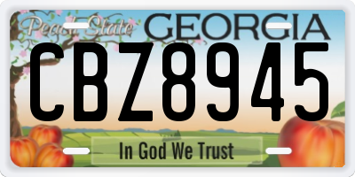 GA license plate CBZ8945