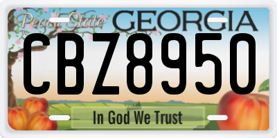 GA license plate CBZ8950