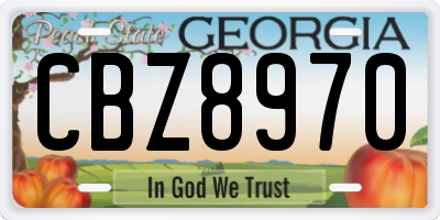 GA license plate CBZ8970
