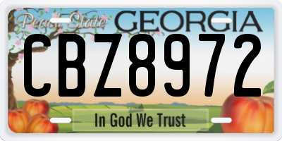 GA license plate CBZ8972