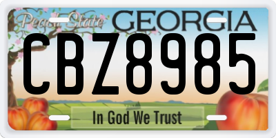 GA license plate CBZ8985