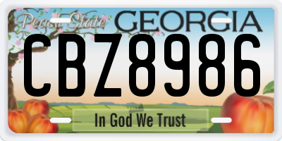 GA license plate CBZ8986