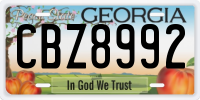 GA license plate CBZ8992