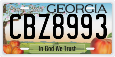 GA license plate CBZ8993