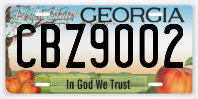 GA license plate CBZ9002