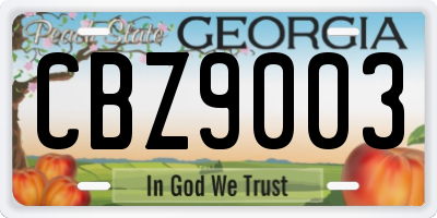GA license plate CBZ9003