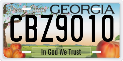 GA license plate CBZ9010