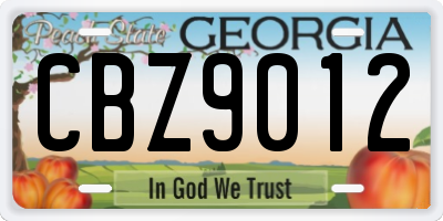 GA license plate CBZ9012