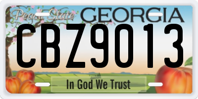 GA license plate CBZ9013
