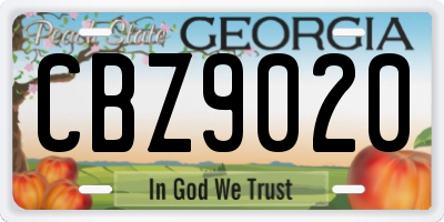 GA license plate CBZ9020