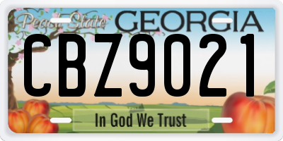 GA license plate CBZ9021