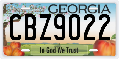 GA license plate CBZ9022