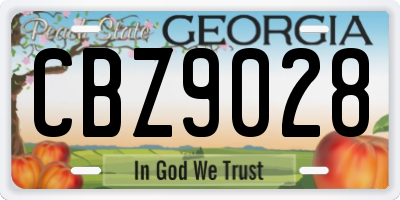 GA license plate CBZ9028